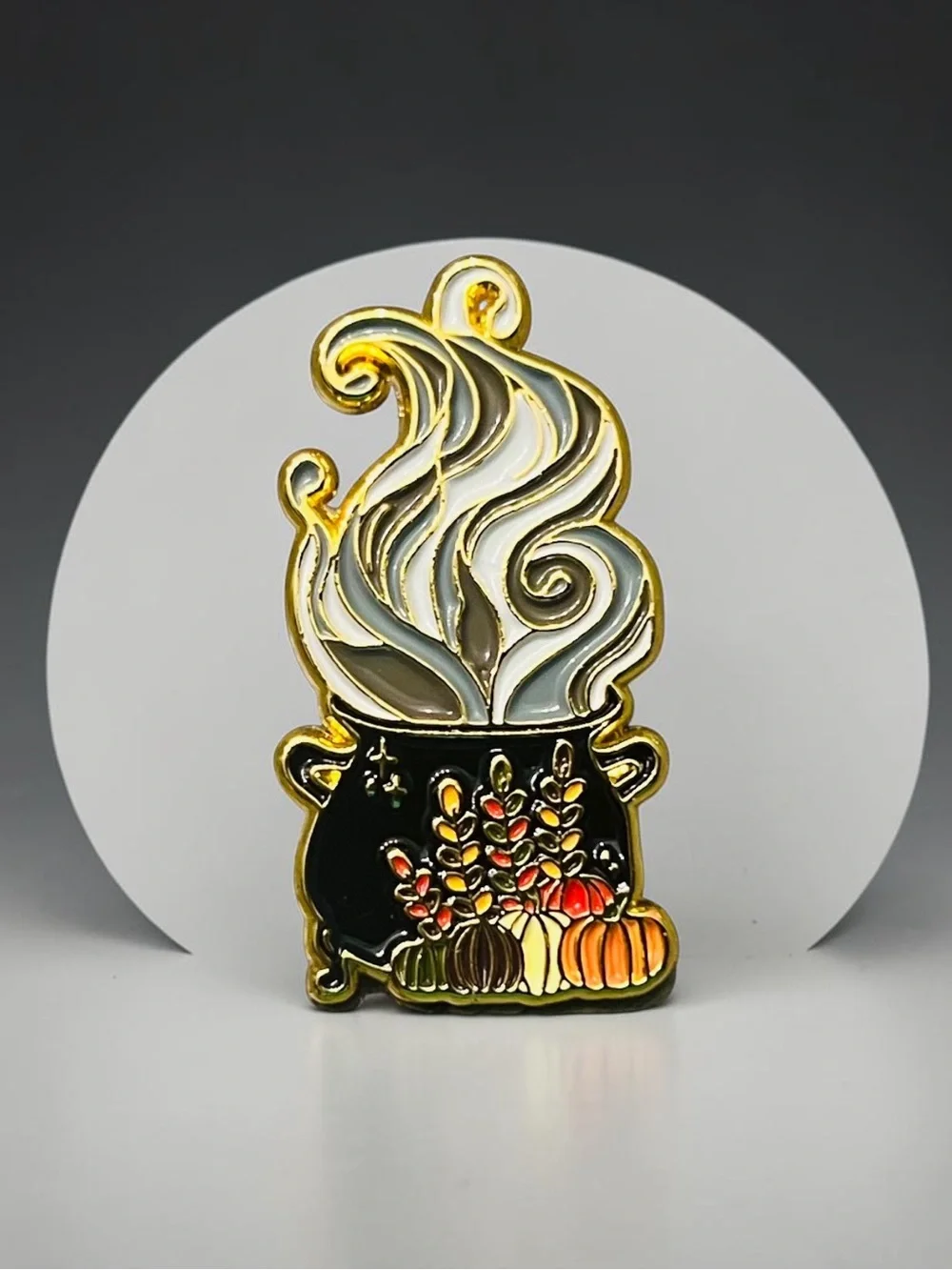 Gold-Tone Black Cauldron Pin